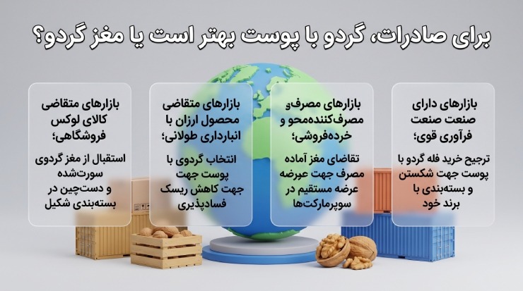 برای صادرات، گردو با پوست بهتر است یا مغز گردو
