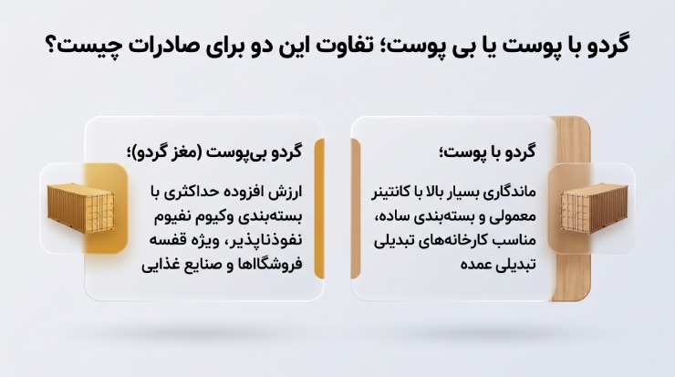 گردو با پوست یا بی پوست؛ تفاوت این دو برای صادرات چیست